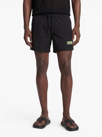 JACK & JONES Board Shorts 'JPSTMAUI SUNRISE' in Black: front
