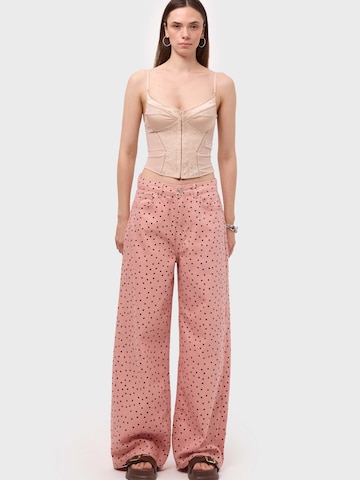 IT'S BASIC Baggy Jeans 'POLKA BAGGY LOW RISE JEANS' in Roze