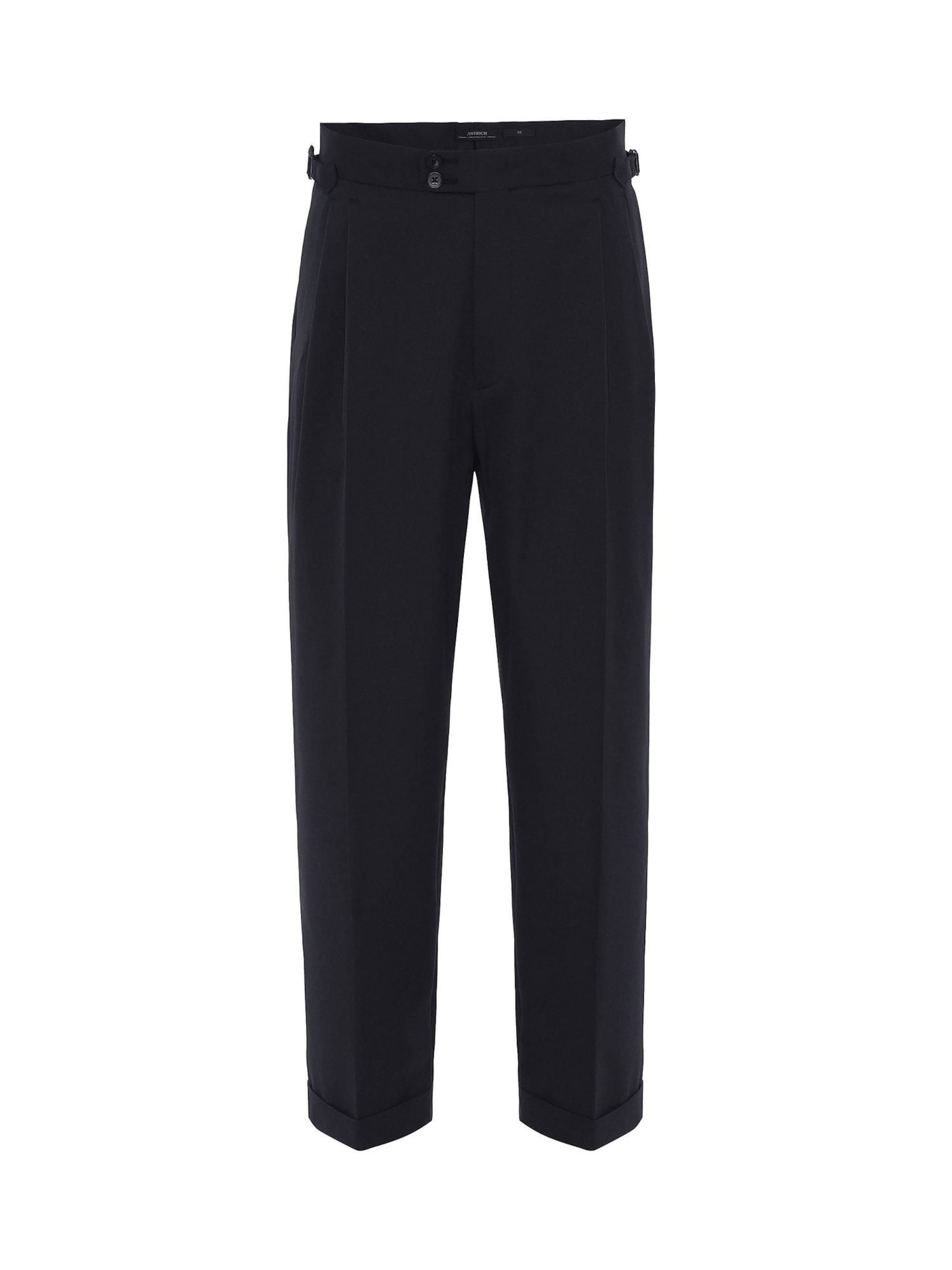 Antioch Normální Kalhoty se sklady v pase – modrá: přední strana