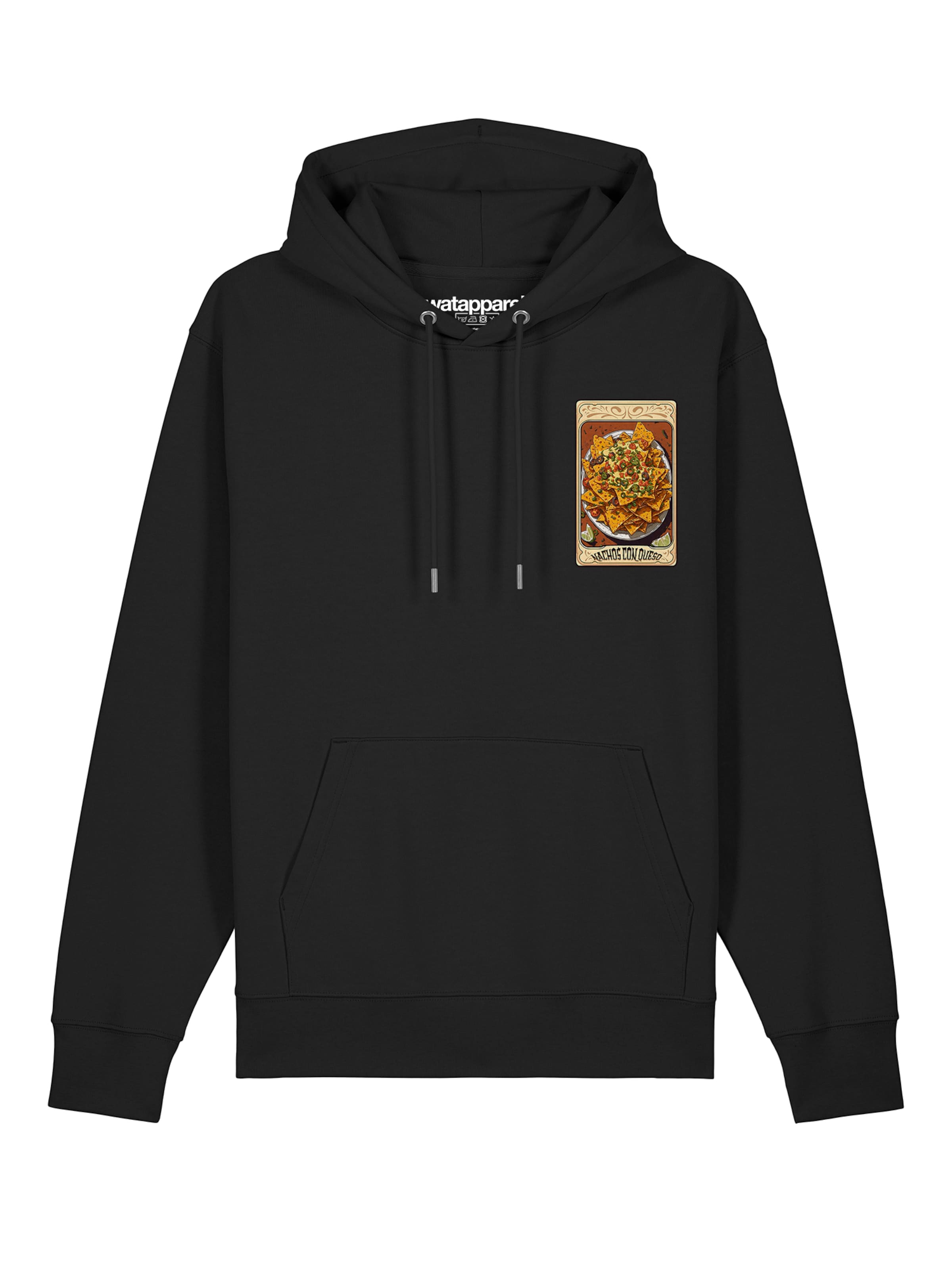 Watapparel Sweatshirt 'Tarot Nachos' in Zwart: voorkant