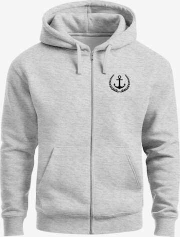 Neverless Sweatjacke 'Anker Captain' in Grau: Vorderseite