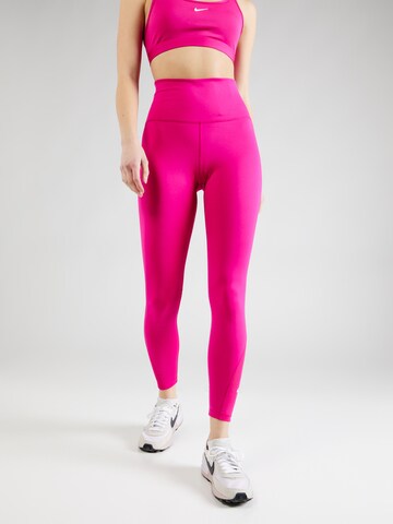 NIKE Skinny Workout Pants 'One' in Pink: front