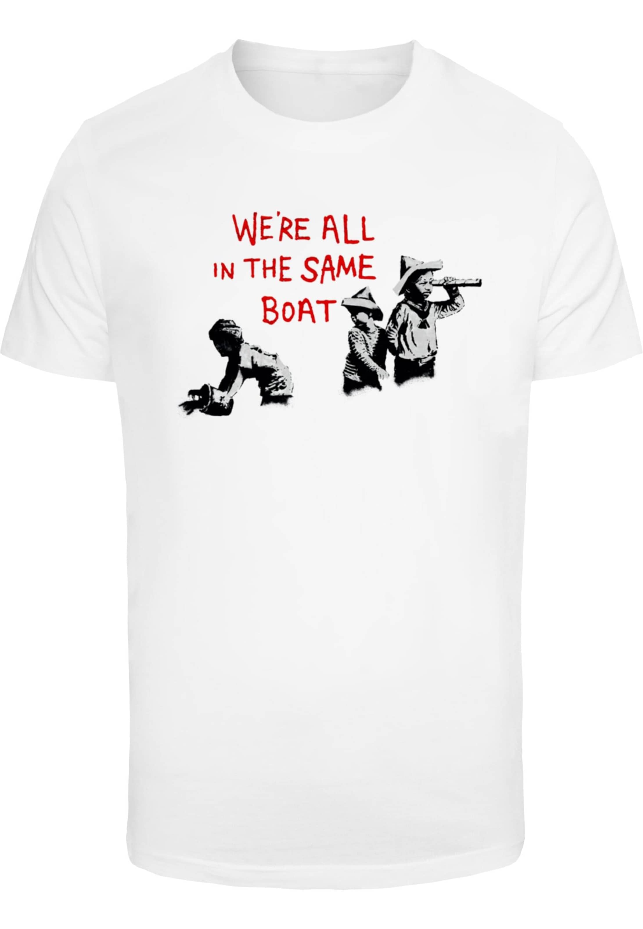 Merchcode Shirt 'Brandalised - In The Same Boat' in Wit: voorkant