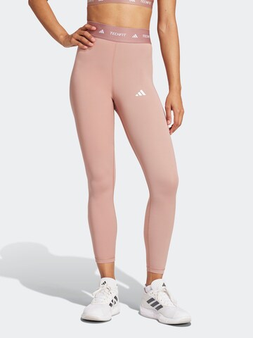 ADIDAS PERFORMANCE Skinny Workout Pants in Pink: front
