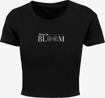 Merchcode Shirt 'Time To Bloom' in Zwart: voorkant