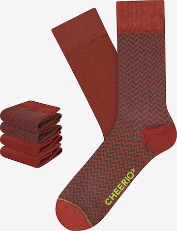 CHEERIO* - Calcetines 'Herringbone Homie' en rojo: frente