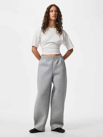 PIECES Wide leg Trousers 'BUCUBA ' in Grey