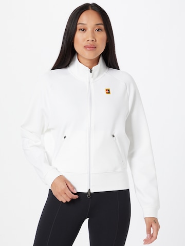 NIKE Athletic Zip-Up Hoodie in White: front