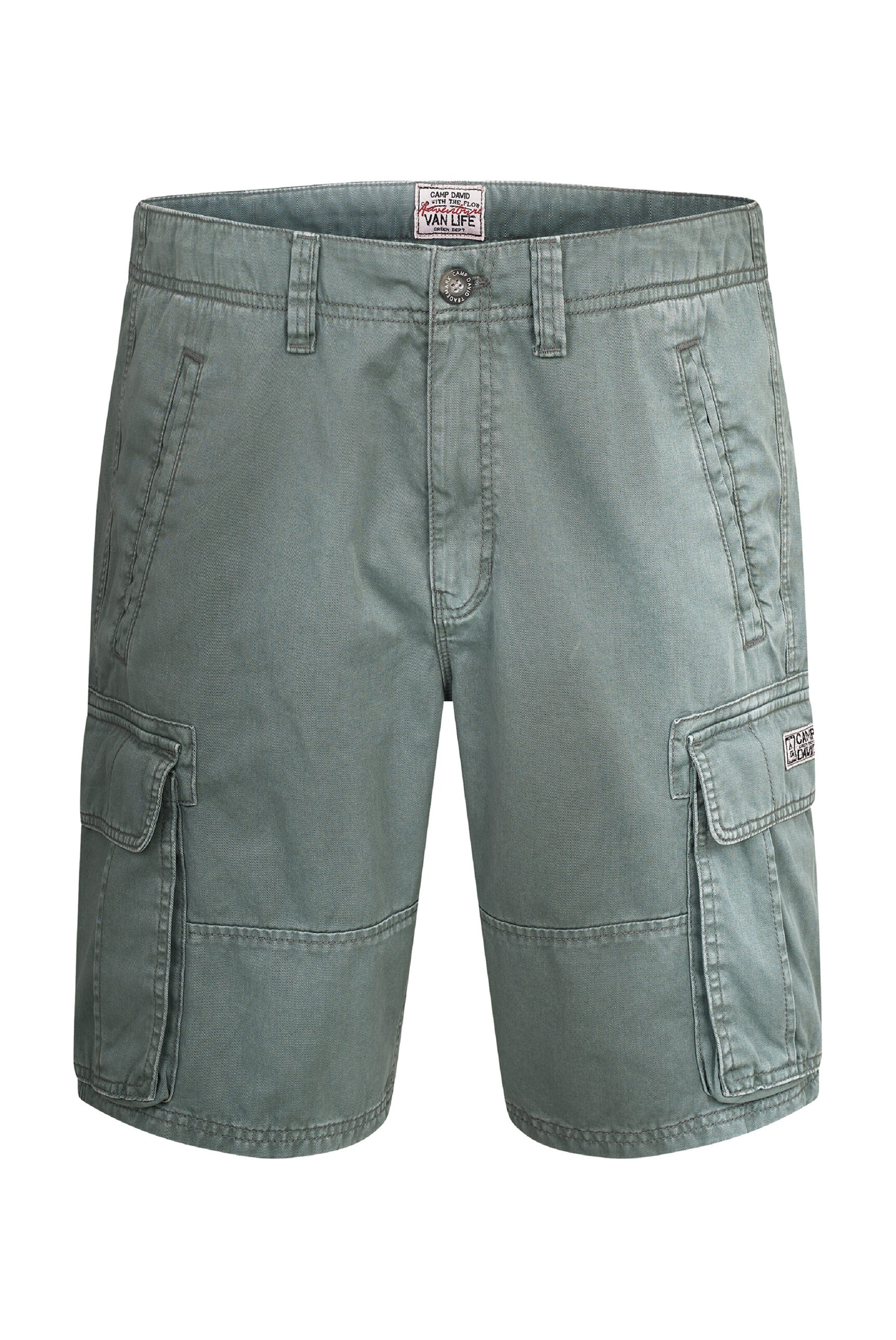 CAMP DAVID Regular Cargo Pants in Green: front