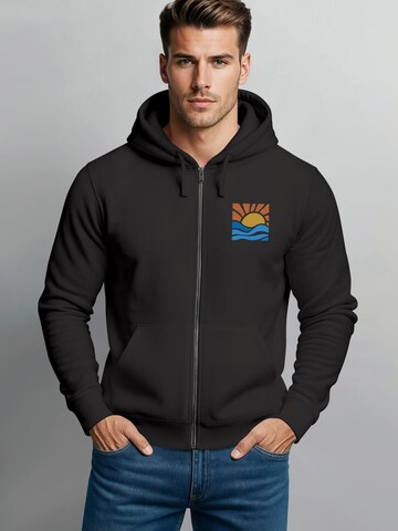 Neverless Zip-Up Hoodie 'Sun Wave Batch' in Black