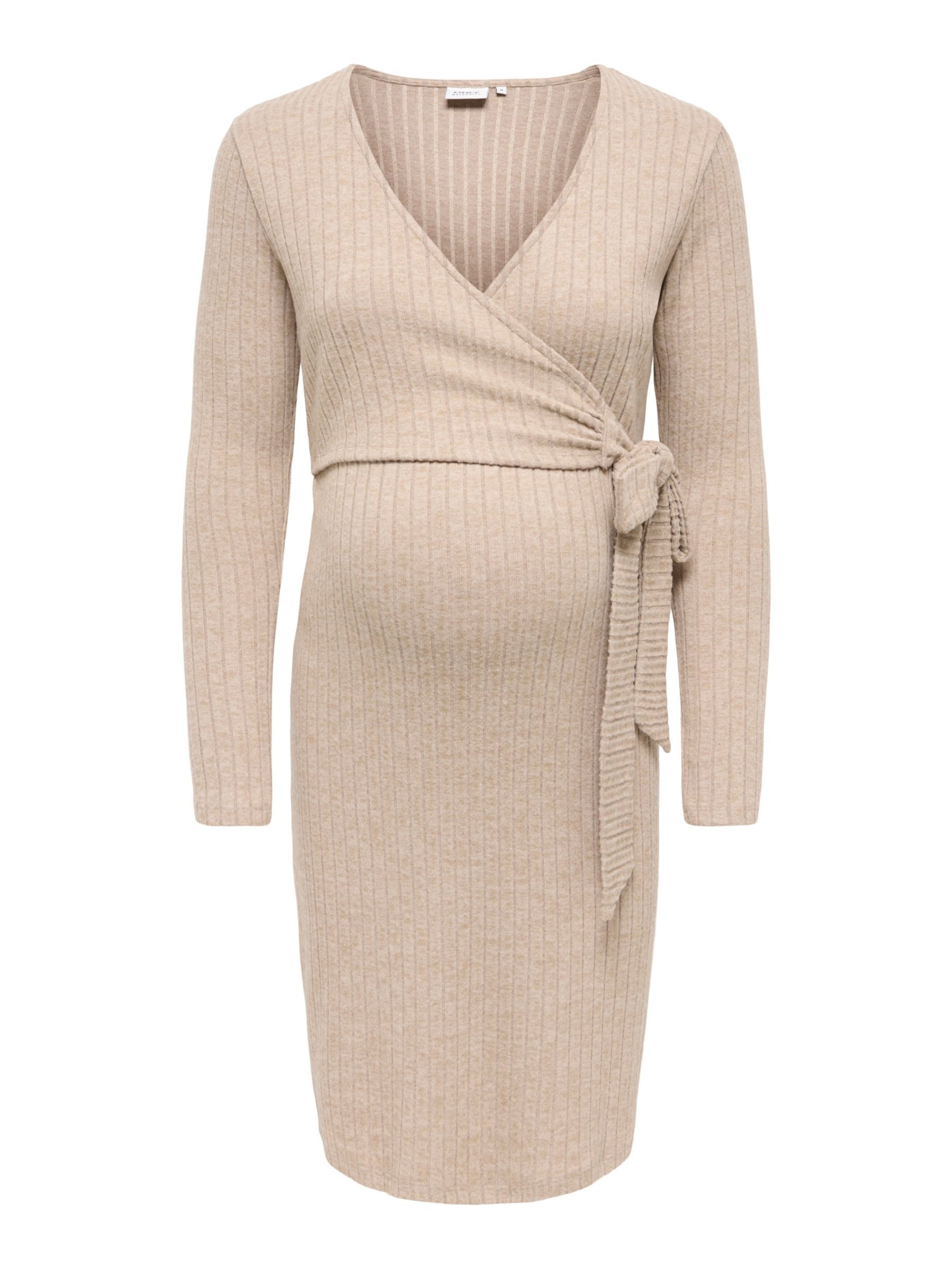 Robes en maille 'OLMLOLA' Only Maternity en beige : devant