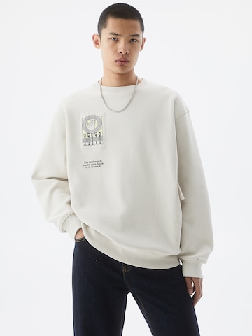 Sweat-shirt Pull&Bear en blanc : devant