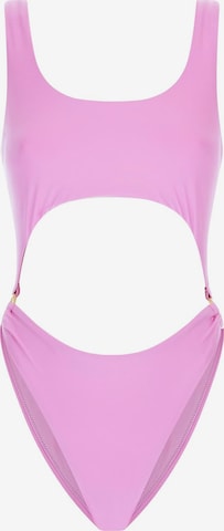 GUESS Bandeau Swimsuit in Pink: front