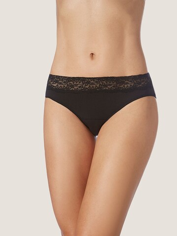 zd ZERO DEFECTS Boyshorts 'Diana lace mid waist panty soy fiber' in Black: front
