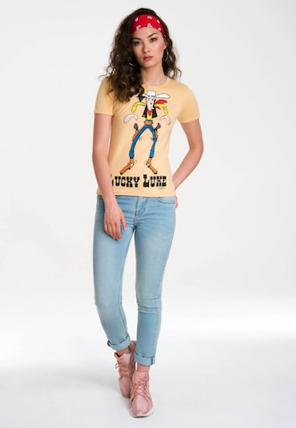 LOGOSHIRT T-Shirt 'Lucky Luke Showdown' in Beige