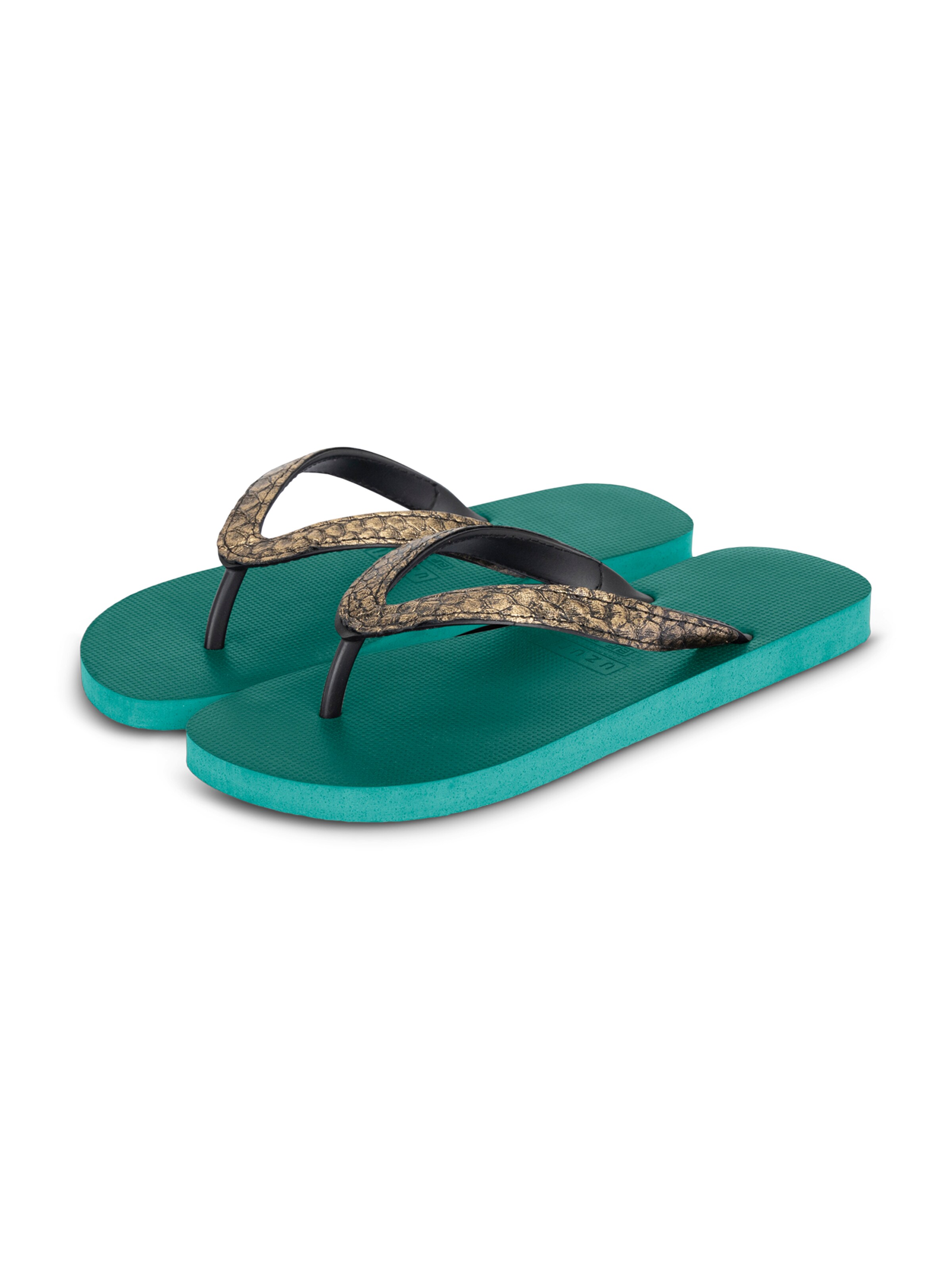 Uzurii Luxury Footwear T-Bar Sandals 'Python' in Green