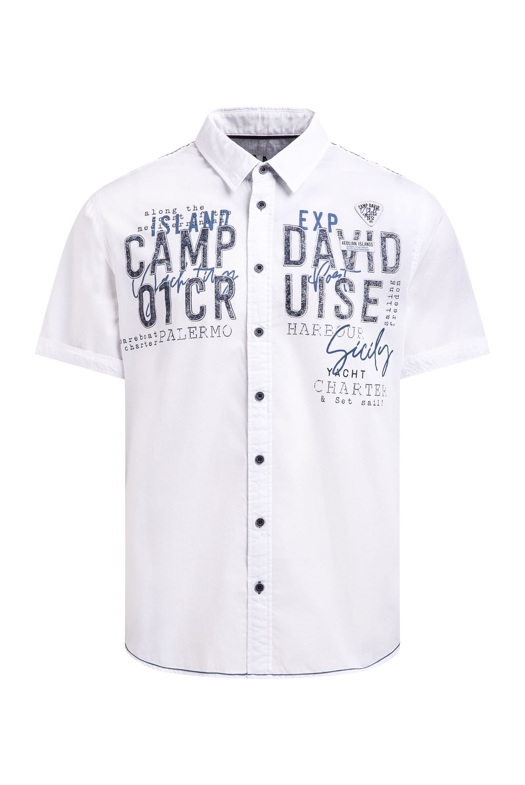CAMP DAVID Regular fit Button Up Shirt in White: front
