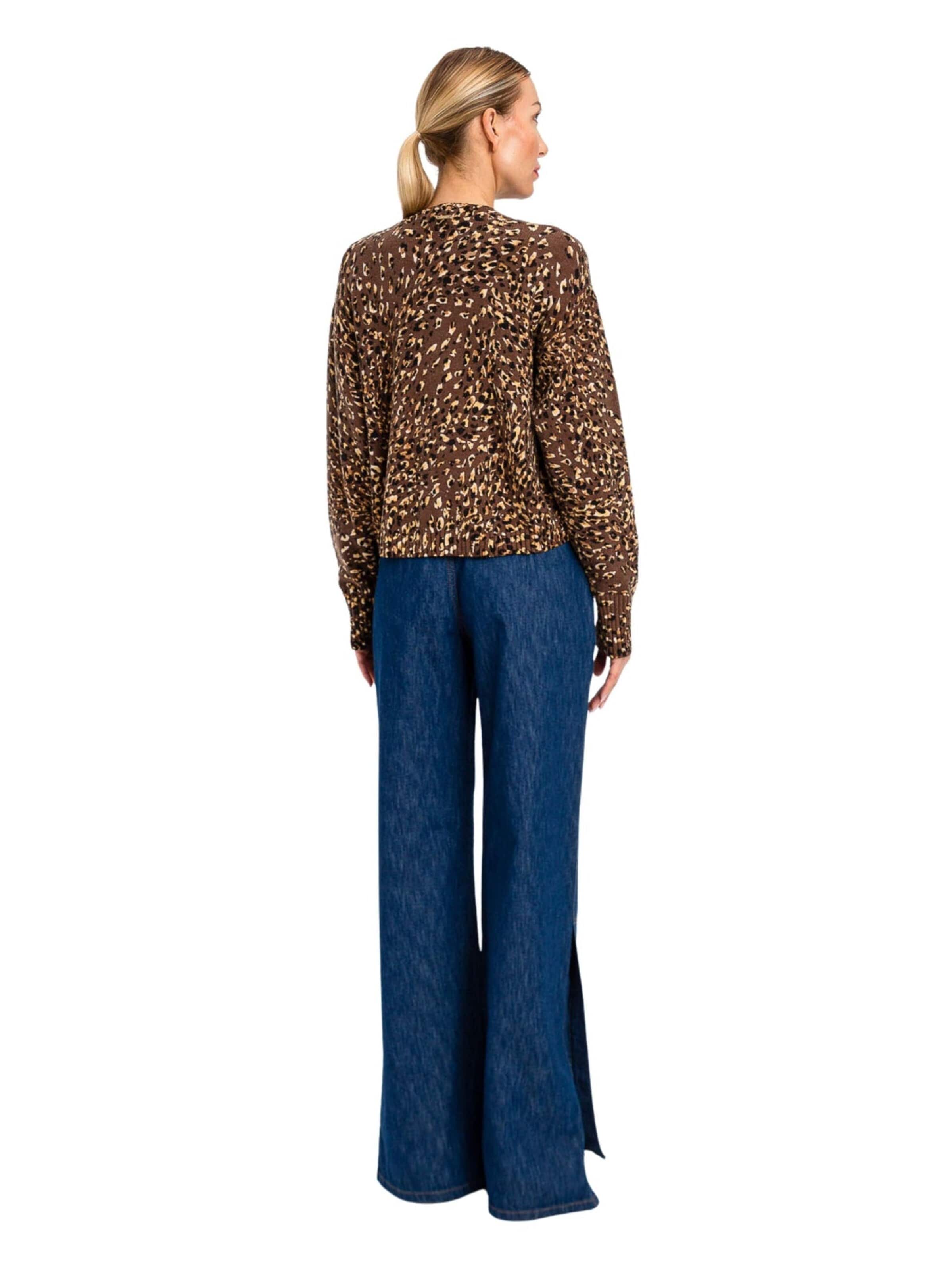 Twinset Sweater 'Animal print sweater with jewel applications' in Brown