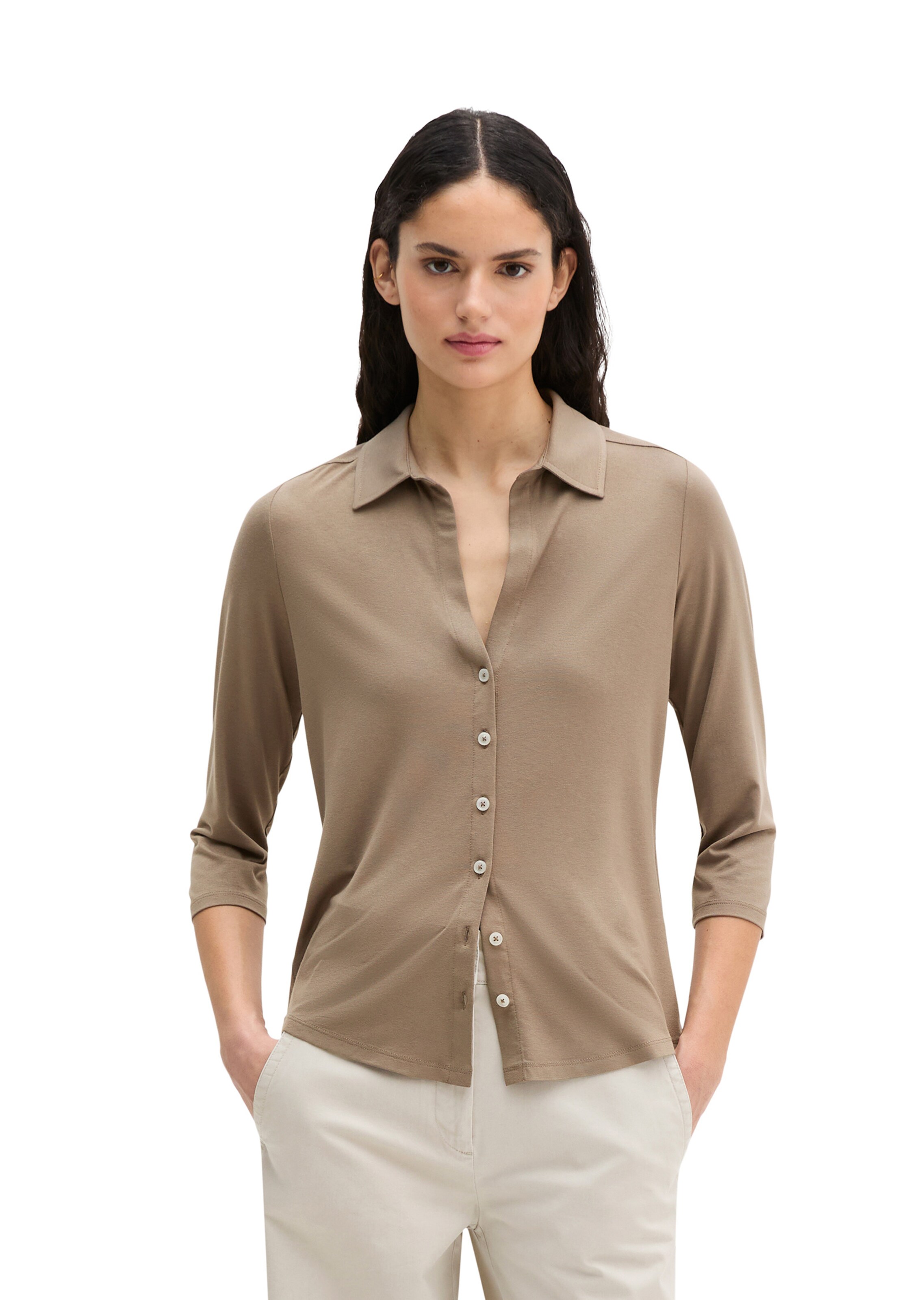 Marc O'Polo Blouse in Bruin: voorkant