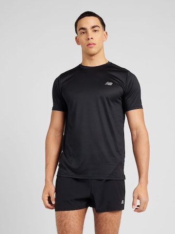 new balance - Camiseta funcional 'Essentials Run' en negro: frente