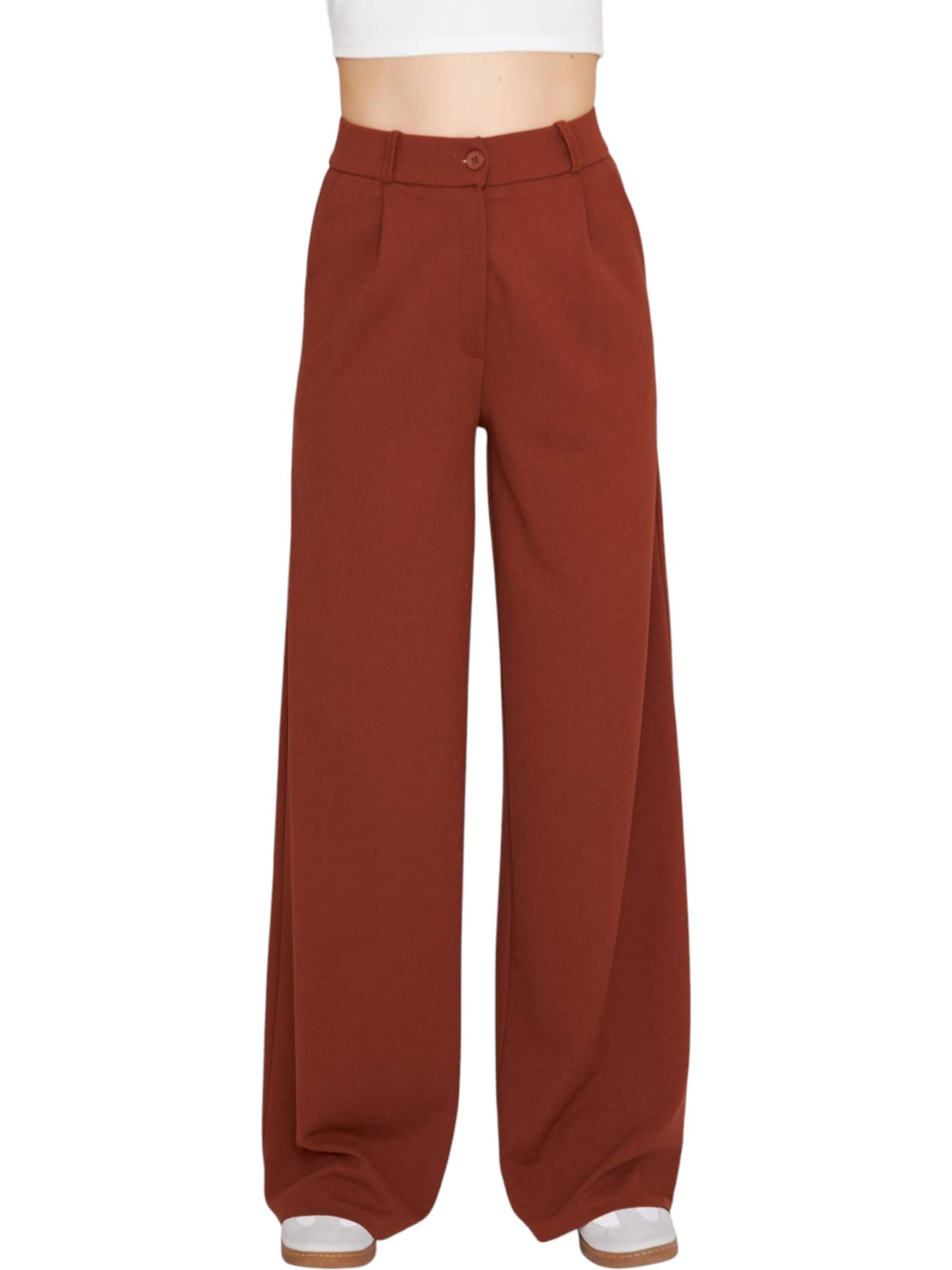 fashionshowcase Wide leg Pleat-Front Pants 'Seyra' in Red