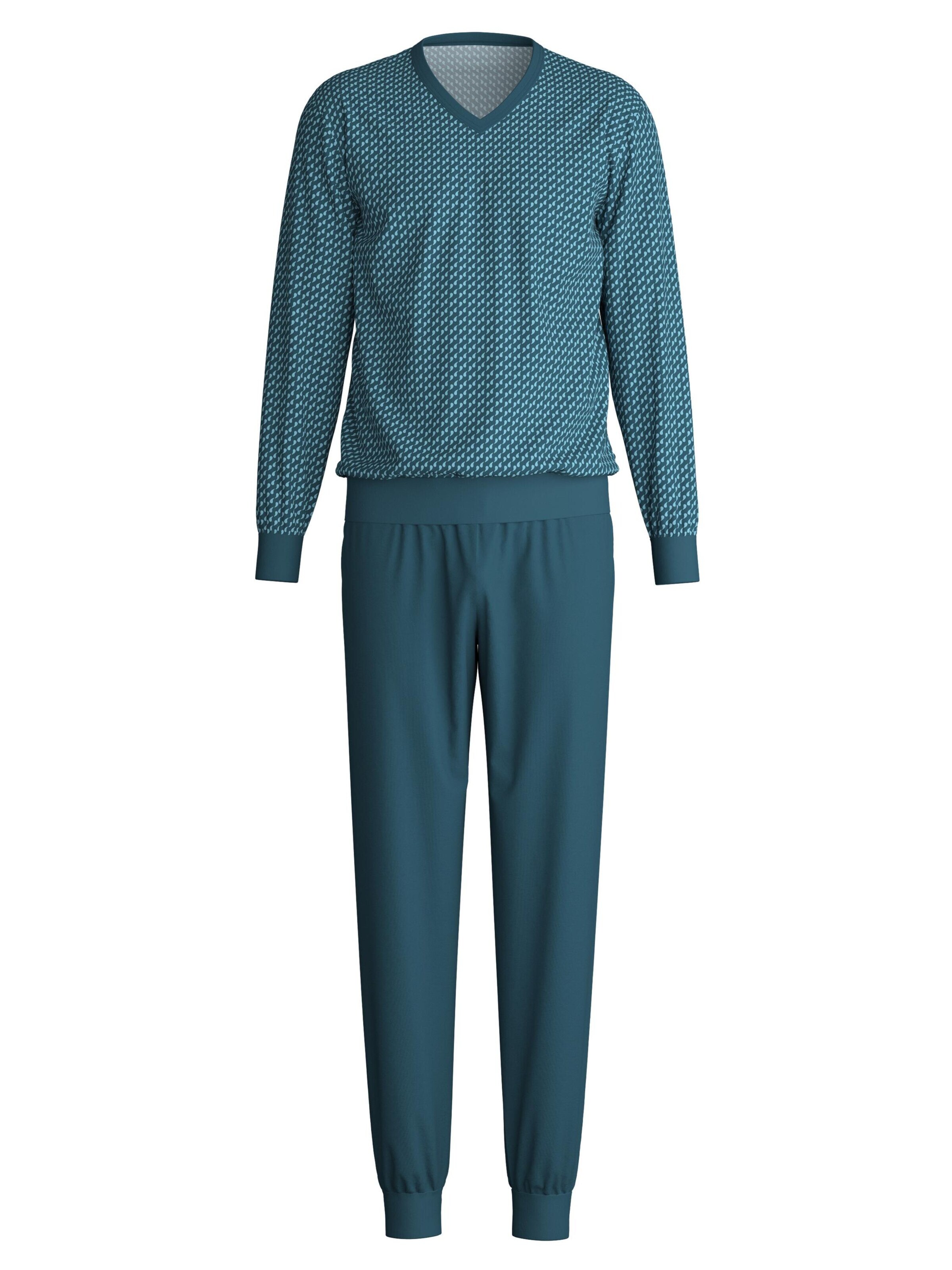 CALIDA Long Pajamas 'Cotton Special' in Blue: front
