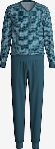 CALIDA Long Pajamas 'Cotton Special' in Blue: front