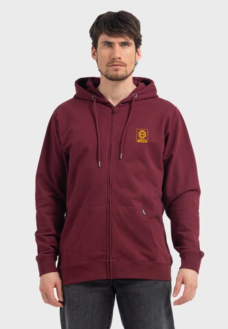 Oldskull Sweatjacke 'Wrldvibe Return to Wild Graphic' in Rot: Vorderseite