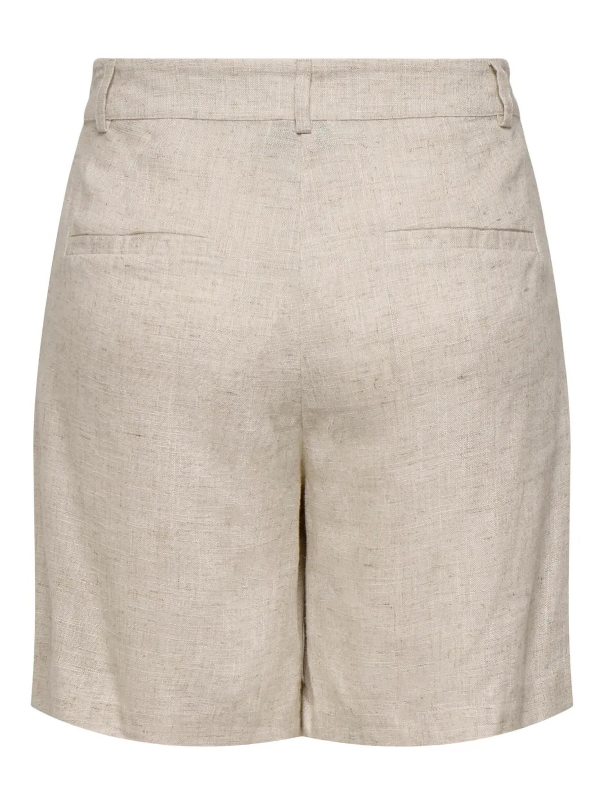 JDY Regular Trousers 'JDYMOLLY LINEN HW BERMUDA SHORTS' in Beige