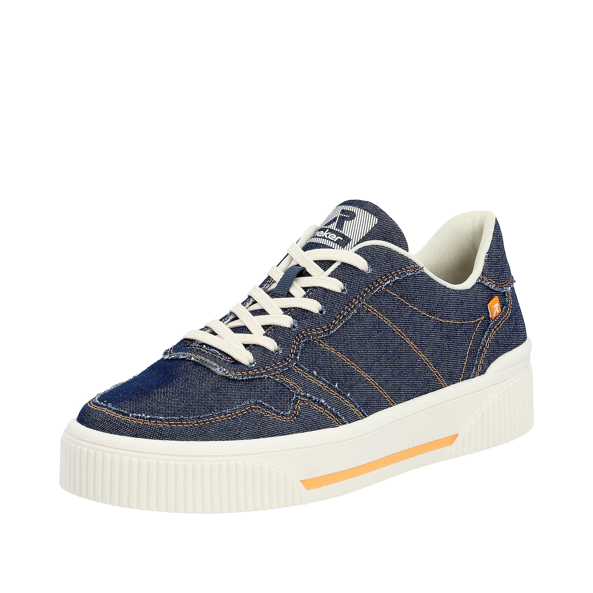 Rieker Sport Sneaker in blue denim / orange / weiß, Produktansicht