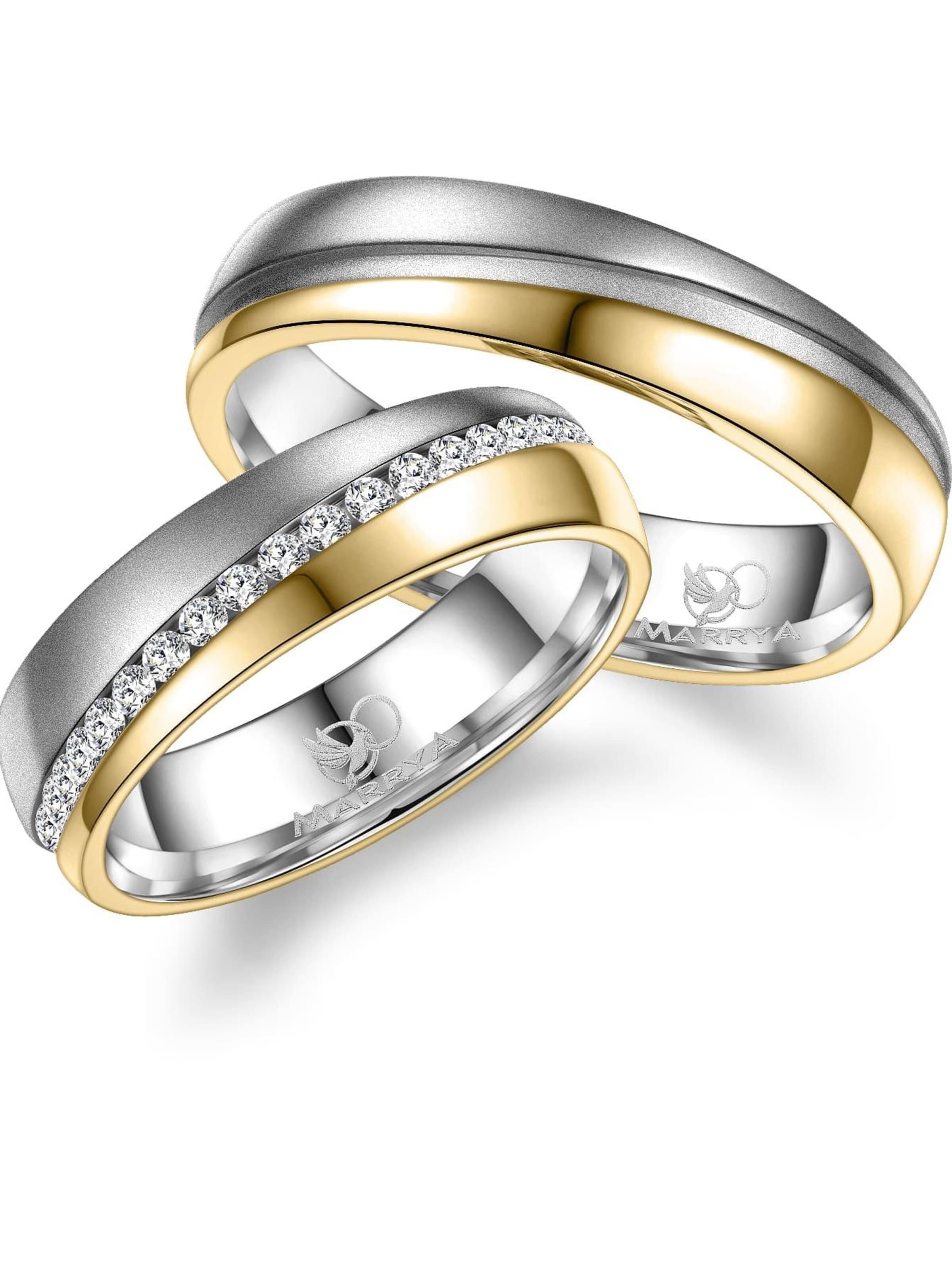 MARRYA Ring 'MARRYA ES-32 Ehering aus Edelstahl - Silberfarben & Gelbgold plattiert' i silver