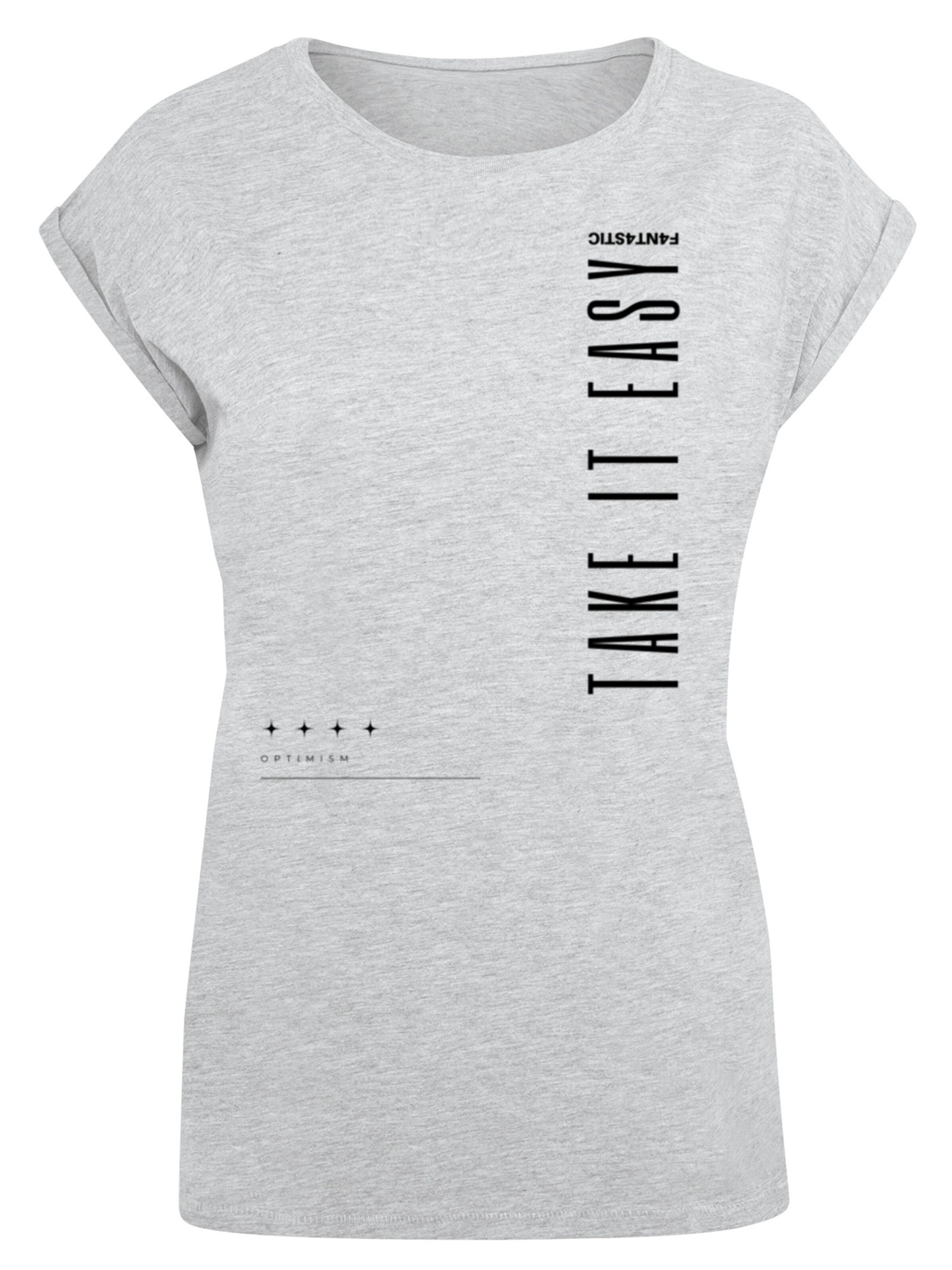 F4NT4STIC Shirt 'Take It Easy' in Grau: Vorderseite