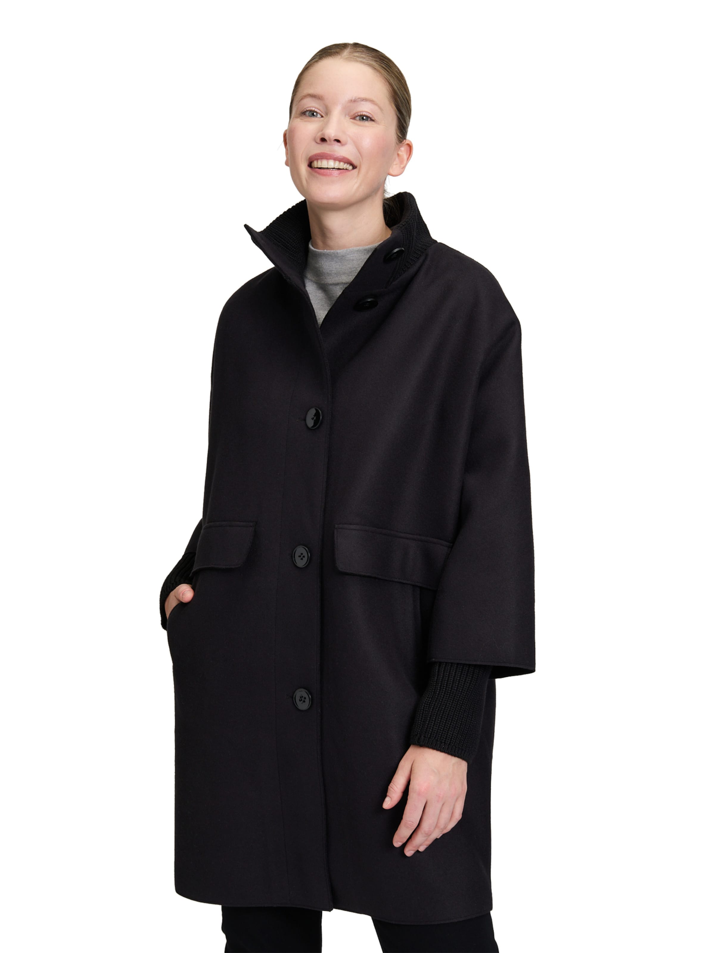 Betty Barclay Between-Seasons Coat in Black: front