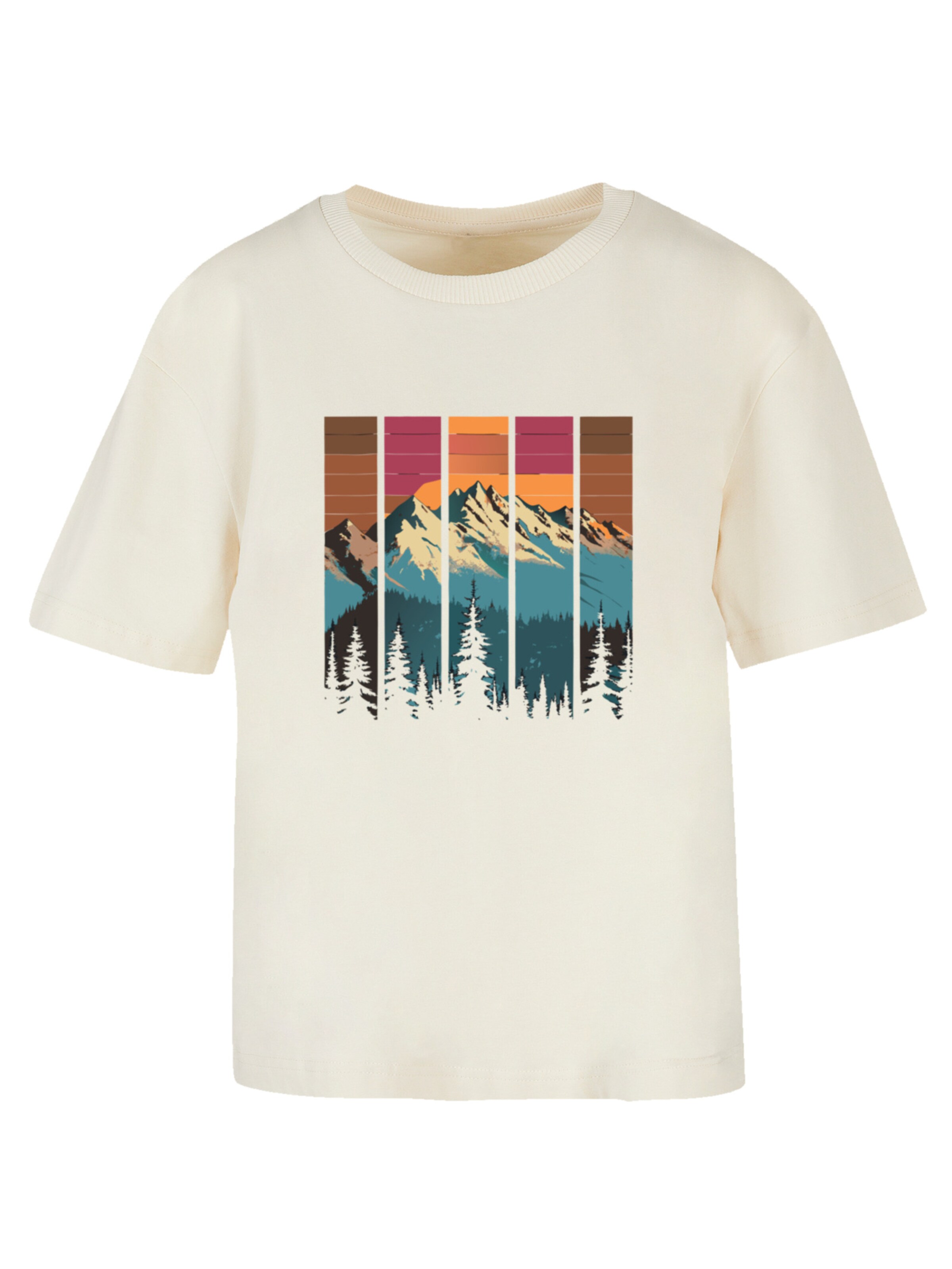 T-shirt 'Berg Sonnenuntergang Retro' F4NT4STIC en blanc : devant