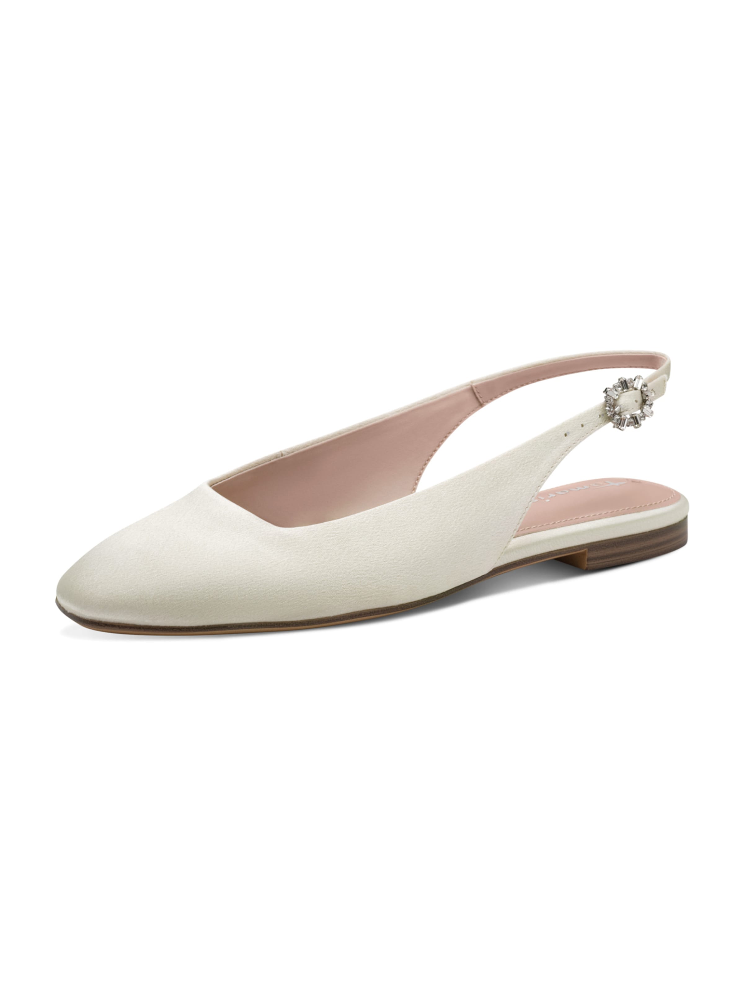 Tamaris Ballet Flats with Strap in White: front