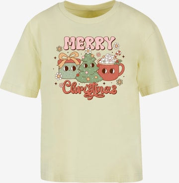 T-shirt 'Merry Christmas Cozy And Cute ' F4NT4STIC en jaune : devant
