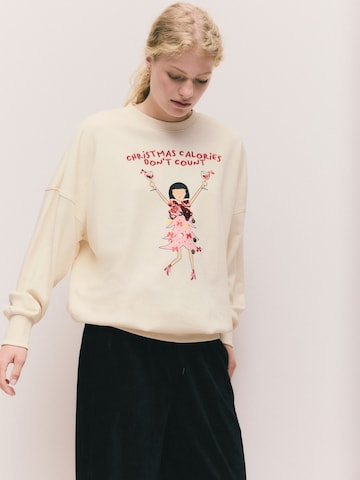 Next Mikina 'Calories Dont Count' – béžová: přední strana