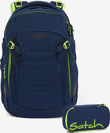 Satch Backpack in Blue: front