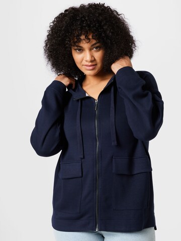 Tom Tailor Women + Zip-Up Hoodie in Blue: front