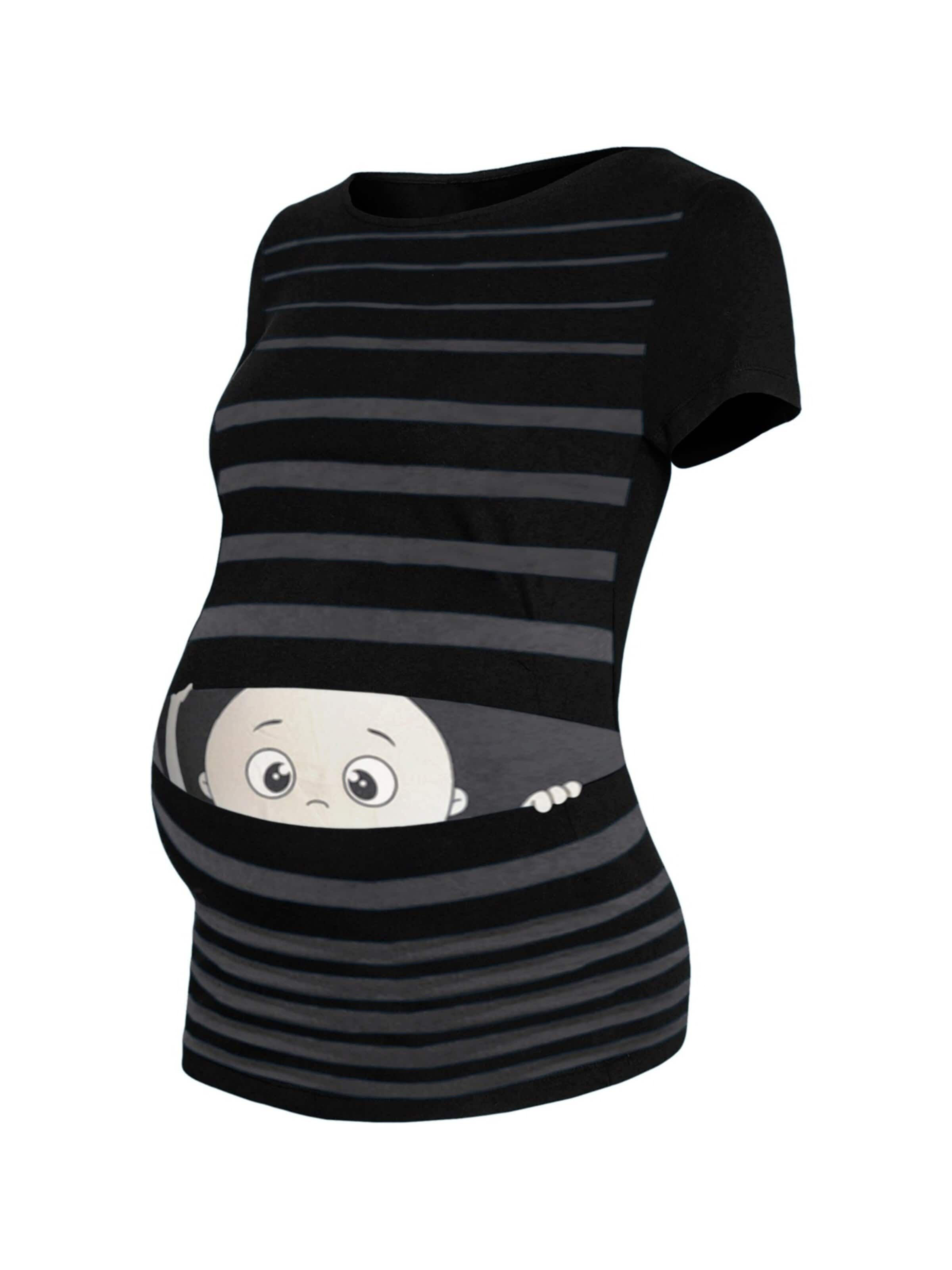 M.M.C. Shirt 'Guck Guck Umstandsshirt'‌‌‌‌‌‌‌ in Schwarz: Vorderseite