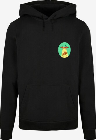 Mister Tee Sweatshirt 'Ufo Pizza' in Zwart: voorkant