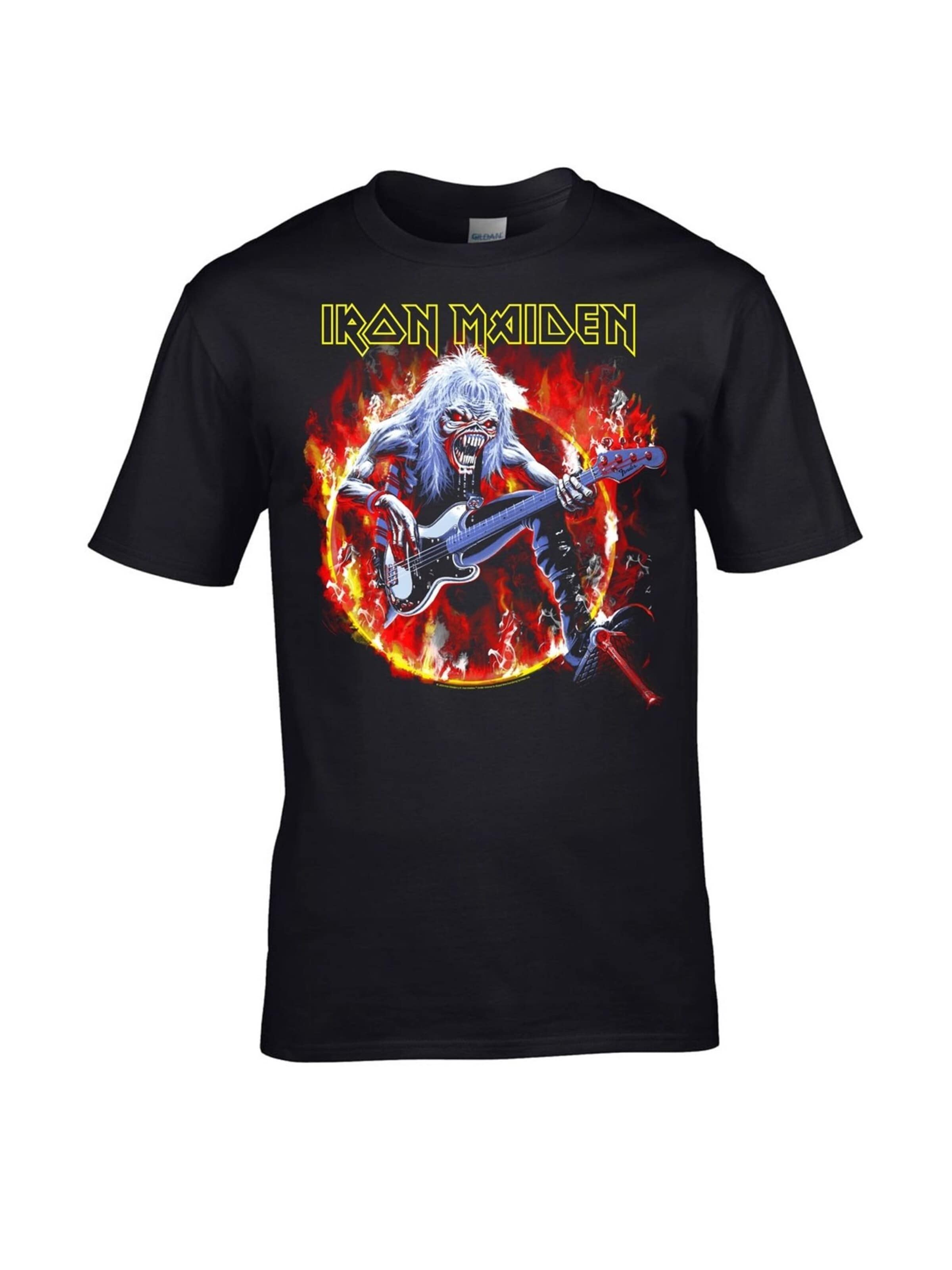 Iron Maiden Shirt 'Iron Maiden Eddie Live Flames T-Shirt' in Black: front