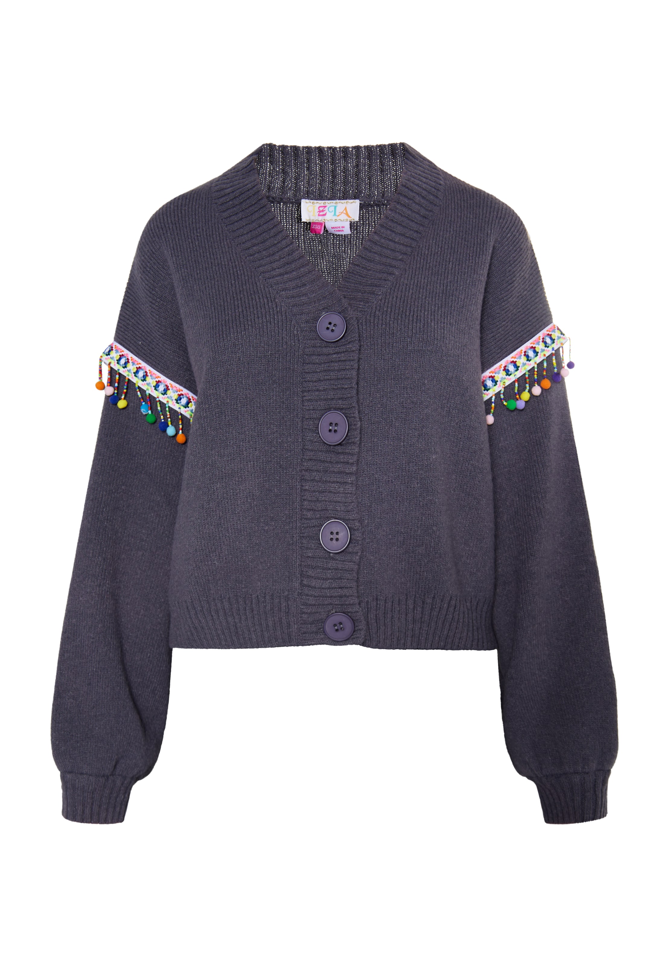 Geacă tricotată de la IZIA pe gri: față