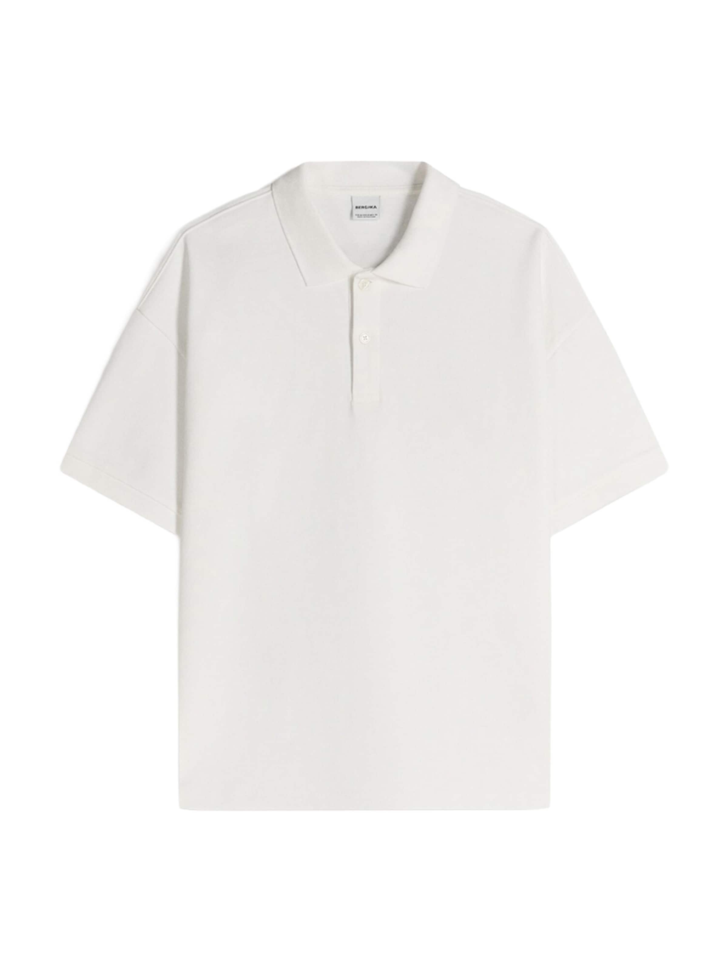 BershkaMajica 'INTERLOCK' - bijela boja: prednji dio