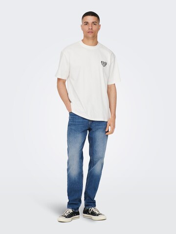 T-Shirt 'SHANS' Only & Sons en blanc