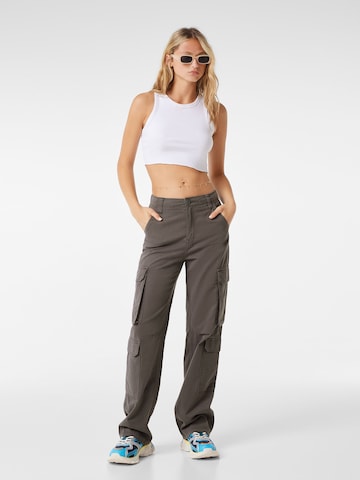 Bershka Wide leg Cargo Pants in Grey