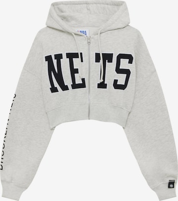 Pull&Bear Zip-Up Hoodie in Grey: front