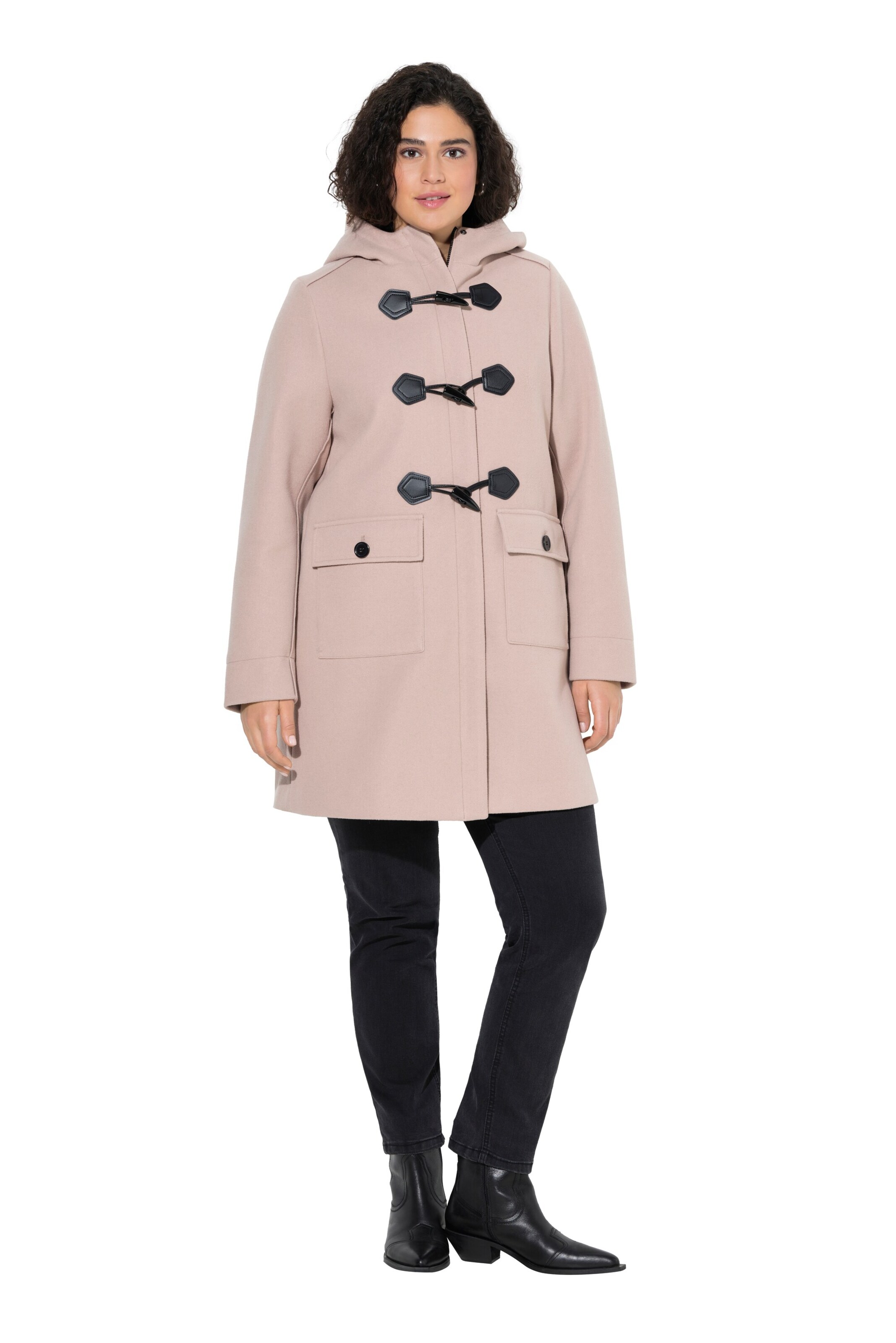 Ulla Popken Between-Seasons Coat in Pink: front
