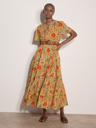 Apricot Stain Glass Floral Tiered Midaxi Dress ' ' in orange, Produktansicht