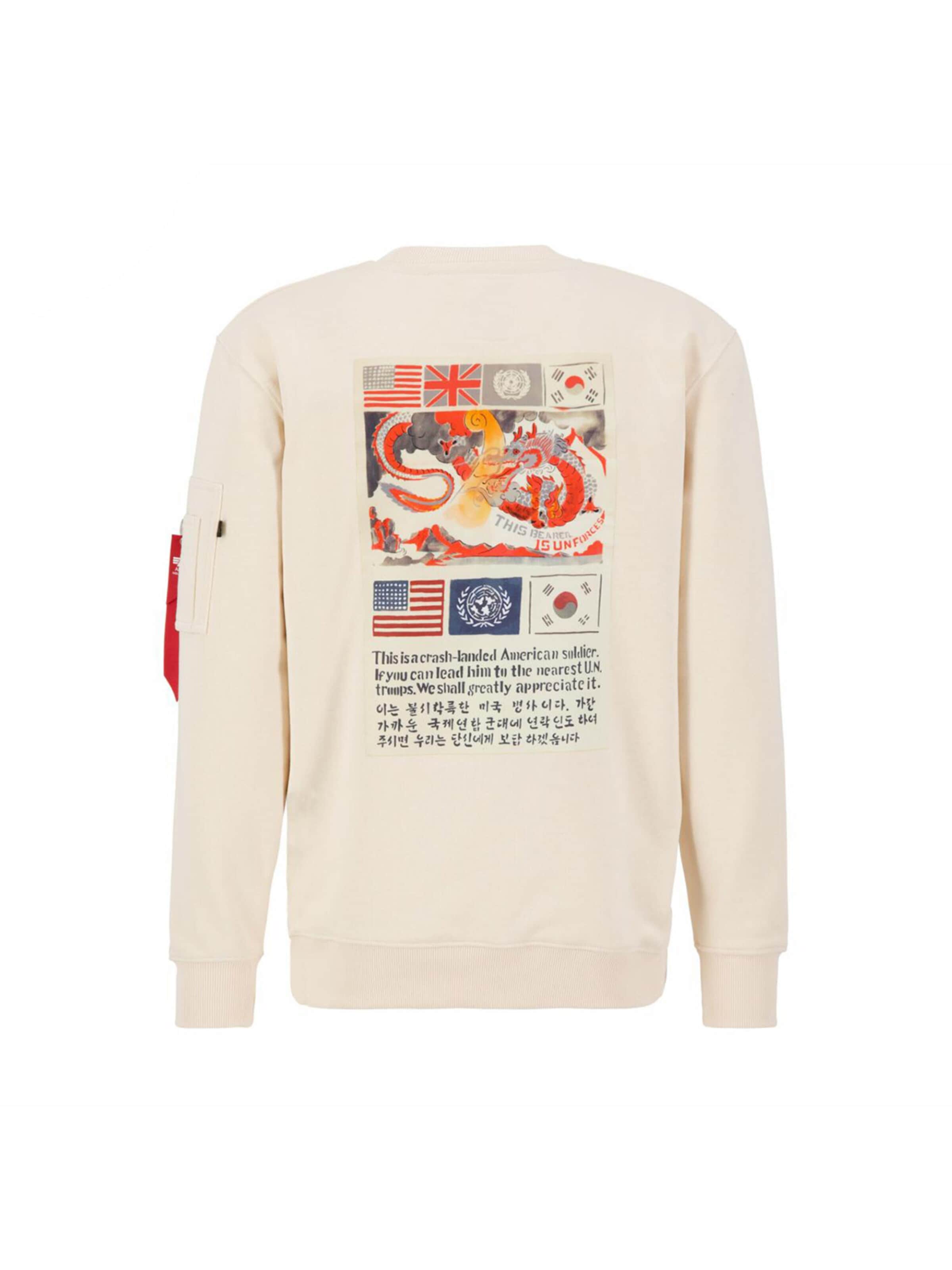 ALPHA INDUSTRIES Sweatshirt 'USN Blood Chit' i hvid